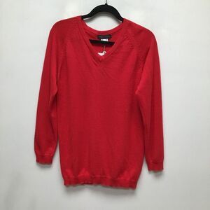 Rebecca Moses Red Long Sleeve Raglan V-Neck Cashmere Pullover Sweater S $700 New
